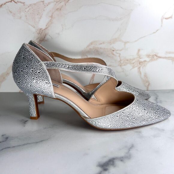 Alex Marie Brixley Rhinestone Asymmetrical Strap Dress Pumps, Size 9 Silver NWOT - Picture 5 of 8